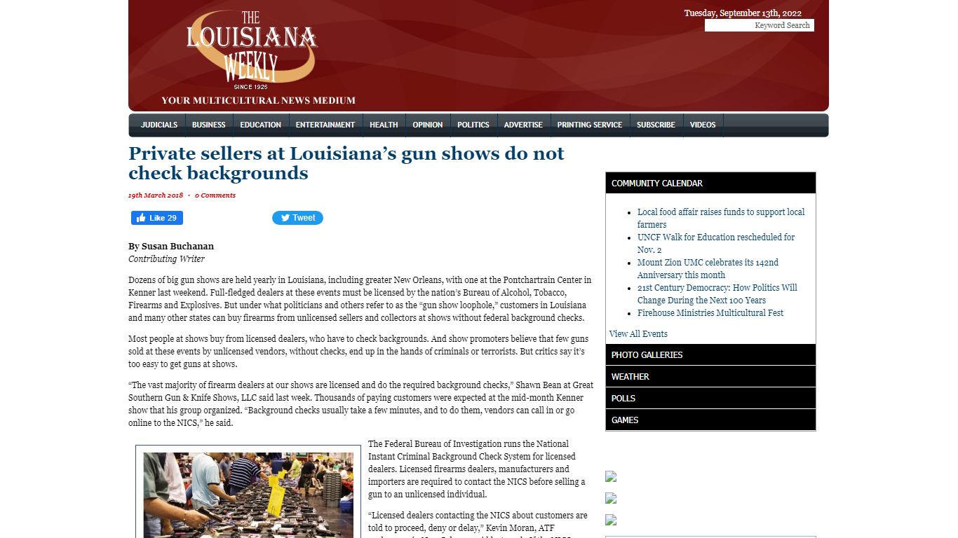 Private sellers at Louisiana’s gun shows do not check backgrounds